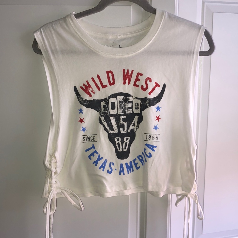 Goodie Two Sleeves Large Muscle T Shirt Wild West Rodeo‎ USA NWOT